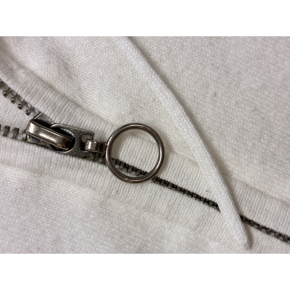Abercrombie & Fitch Zip Up Knit Hoodie Coquette Y2K O-Ring Sweater M White - Picture 8 of 11